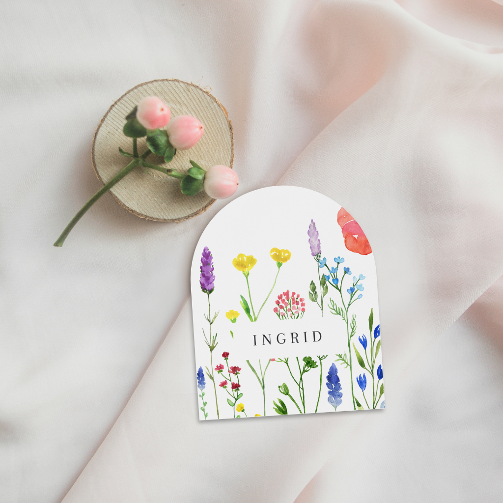 place card round poppy bliss design