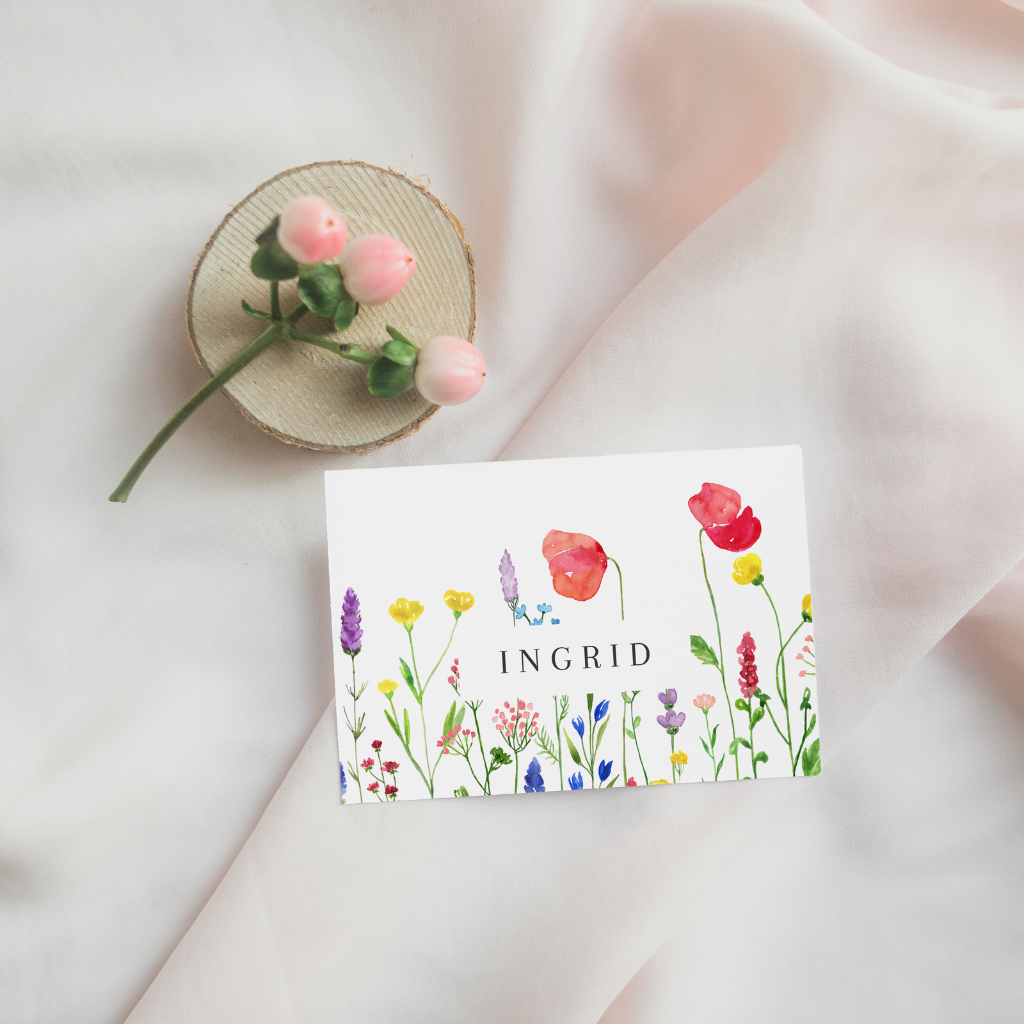 place card poppy bliss design