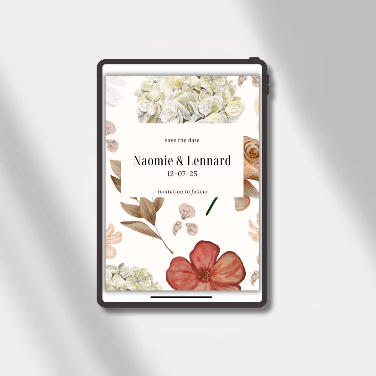 esave the date card rose elegance