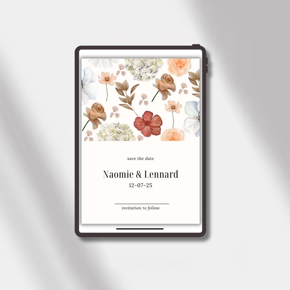 esave the date card 2 rose elegance