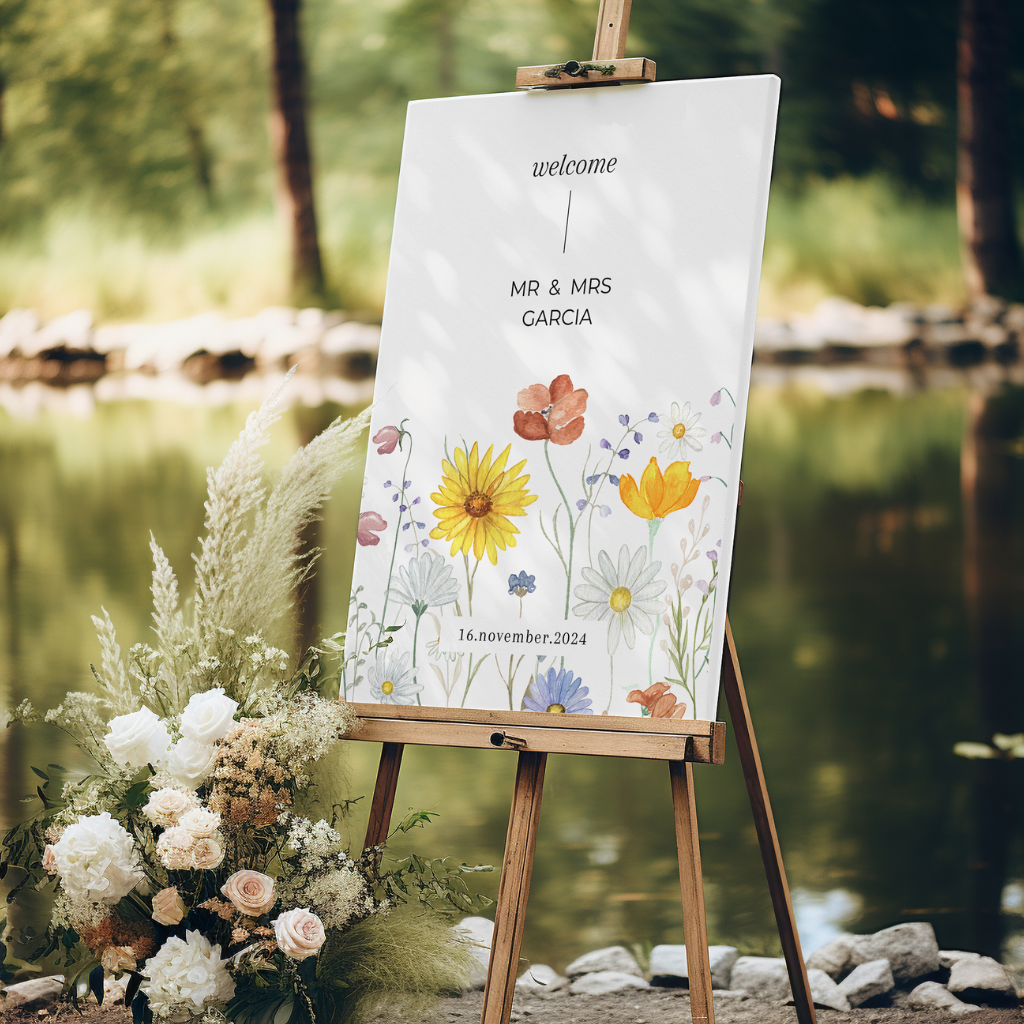 welcome sign round sunflower harmony design