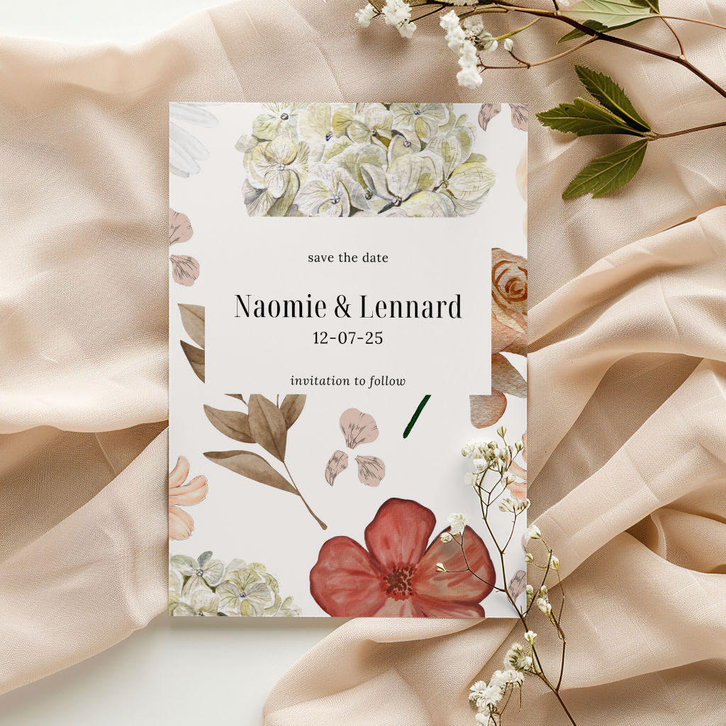 save the date card rose elegance design