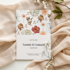save the date card 2 rose elegance design