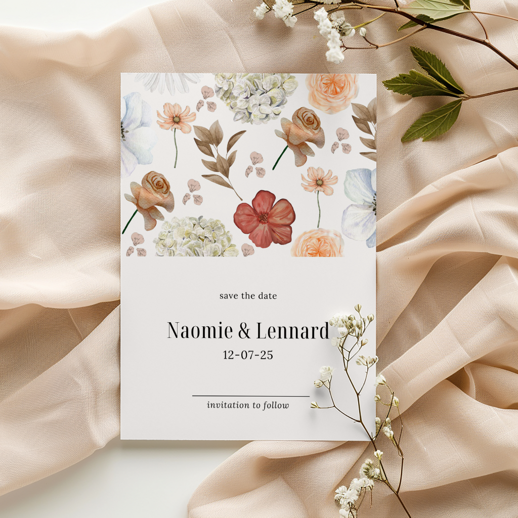save the date card 2 rose elegance design