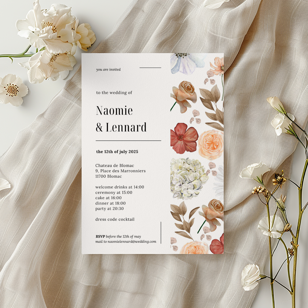 wedding invitation rose elegance design