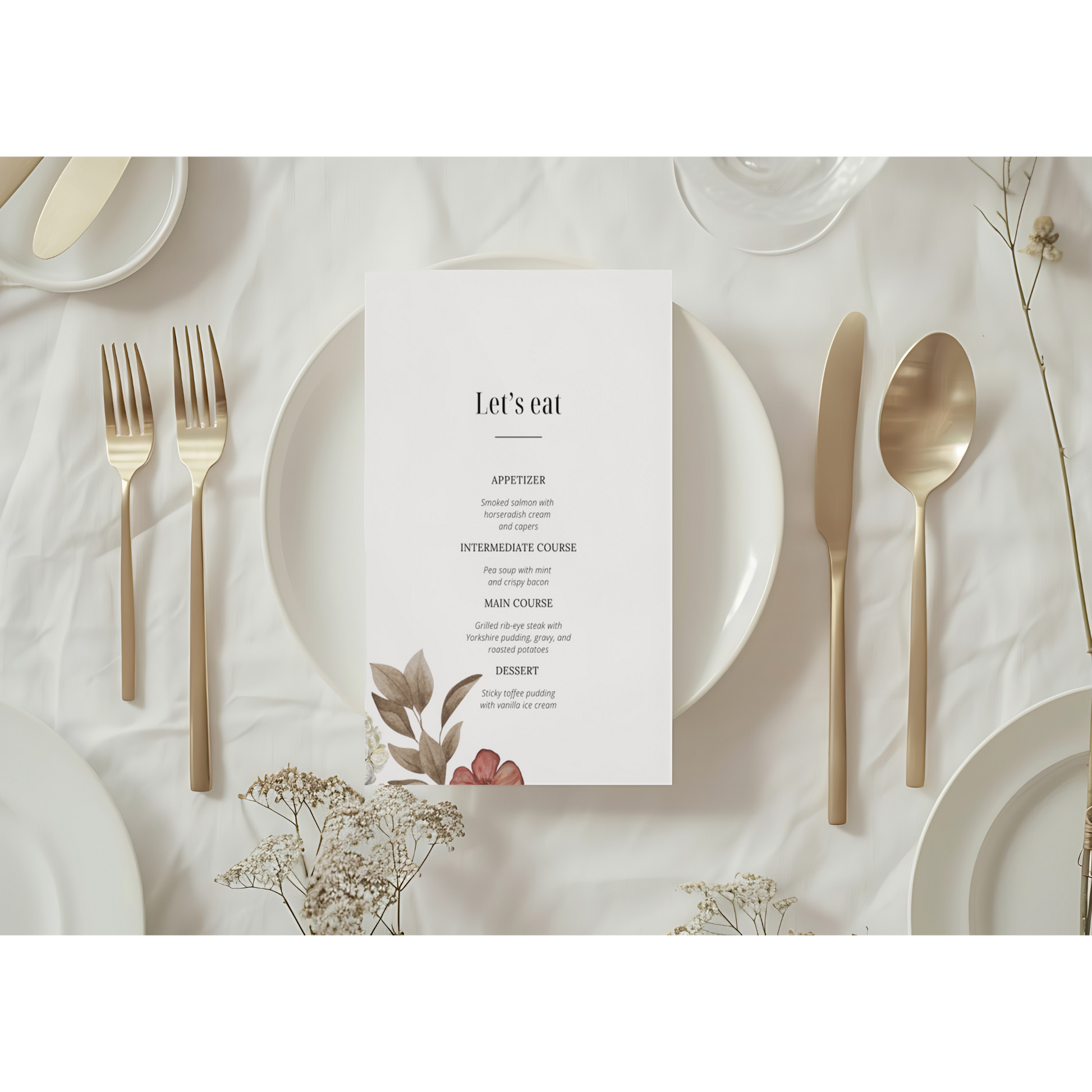 menu card 2 rose elegance design