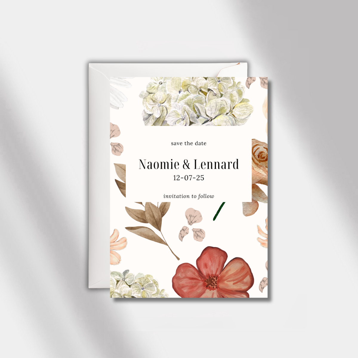 save the date card rose elegance