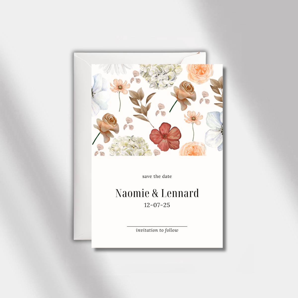 save the date card 2 rose elegance