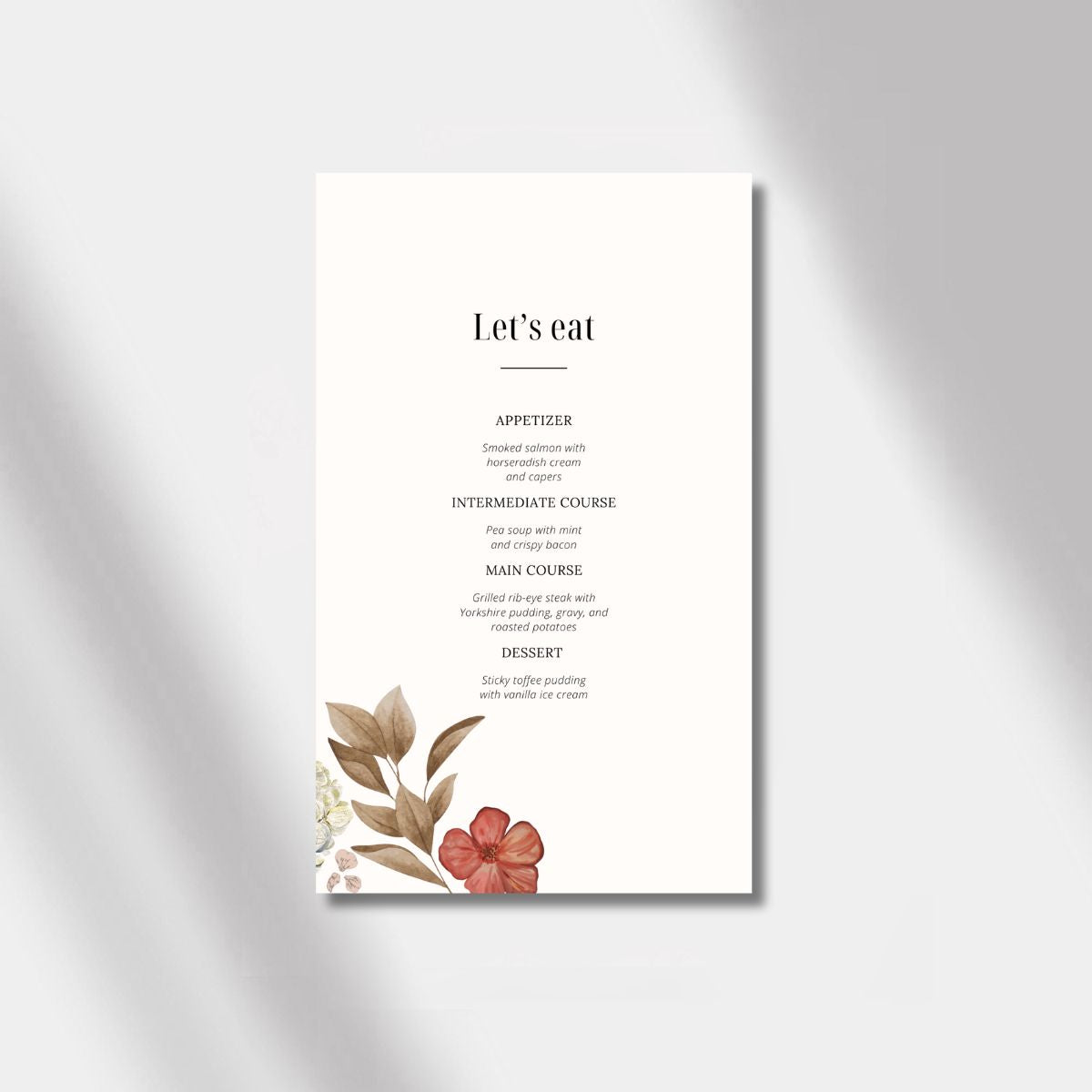 Rose Elegance wedding menu 2