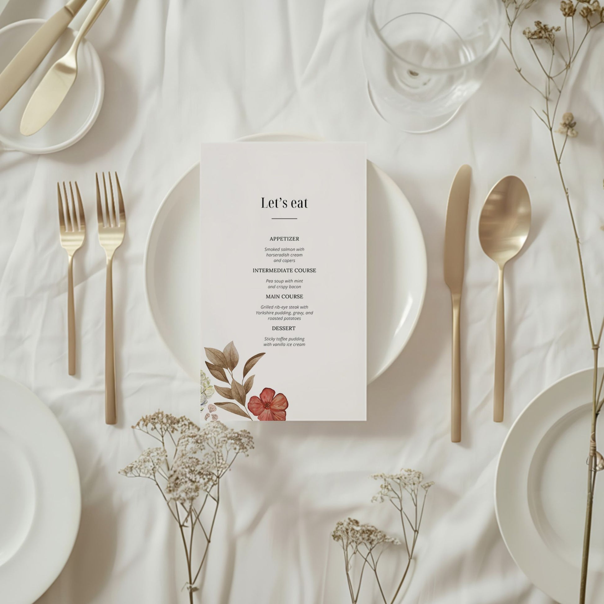 menu card 1 rose elegance design