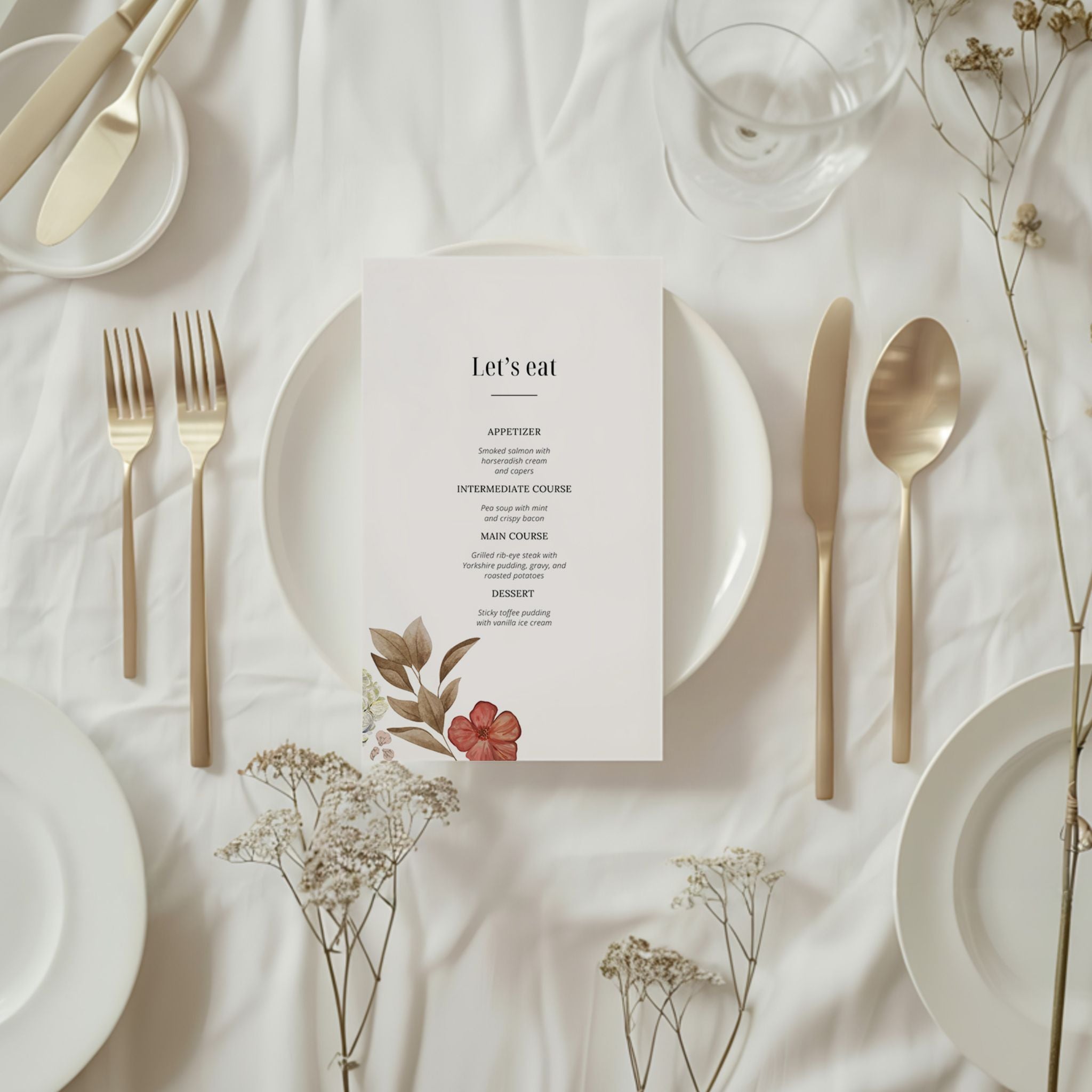 menu card 1 rose elegance design