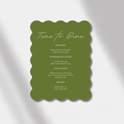 menu olive green scalloped elegance