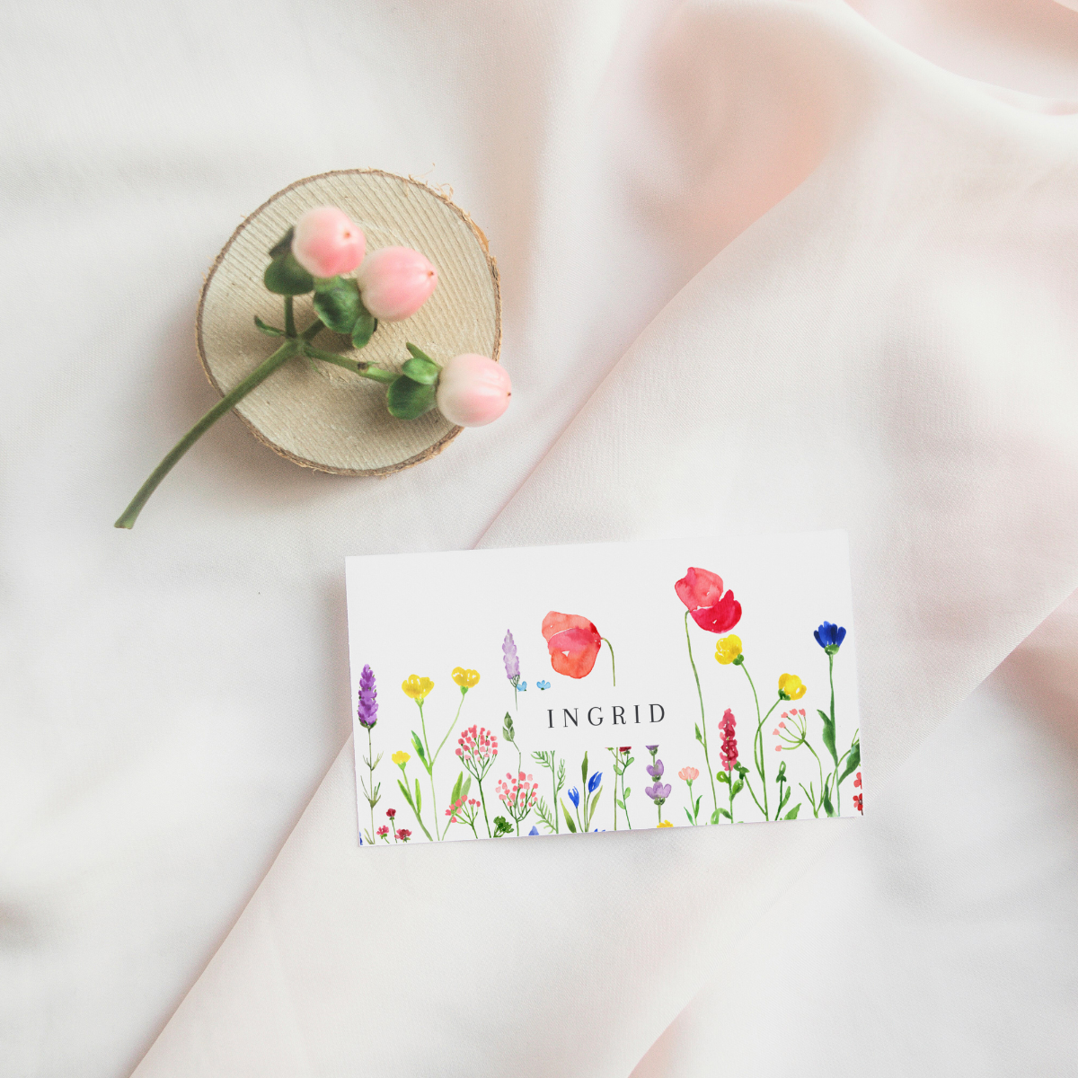 place card poppy bliss design