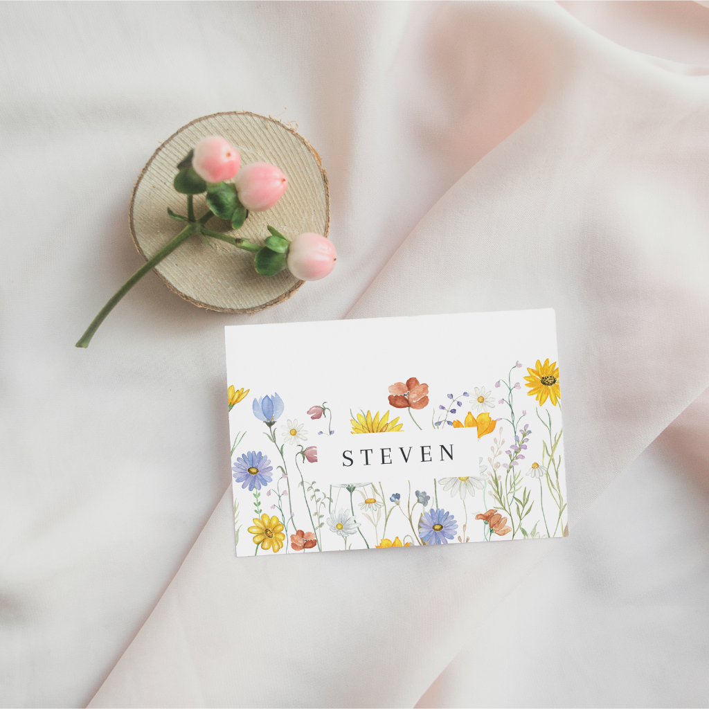 place card sunflower harmony design