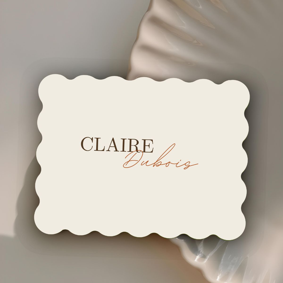place cards scalloped elegance beige design