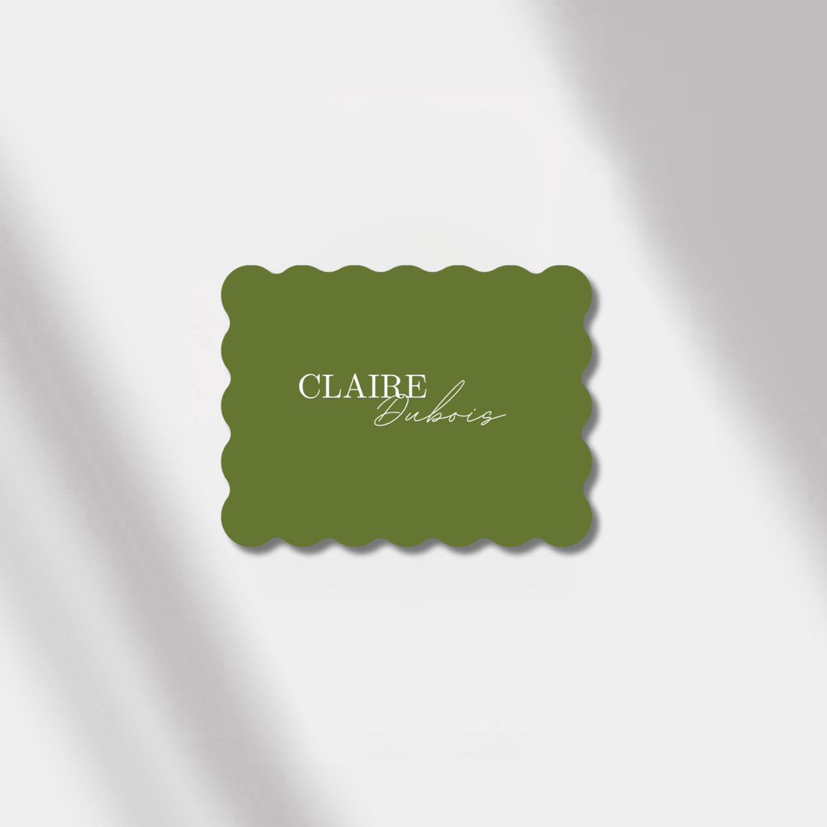 place cards scalloped elegance olive green