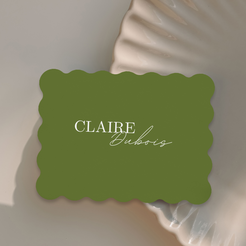 place cards scalloped elegance olive green design