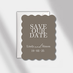 save the date card anthracite scalloped elegance 