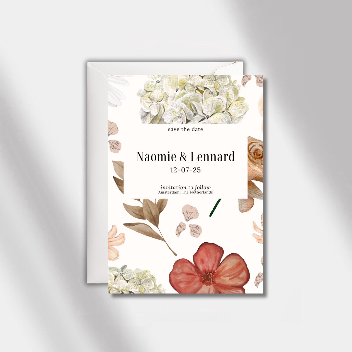 save the date card rose elegance
