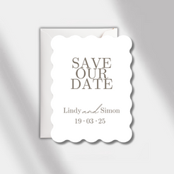 save the date card white/anthracite scalloped elegance 