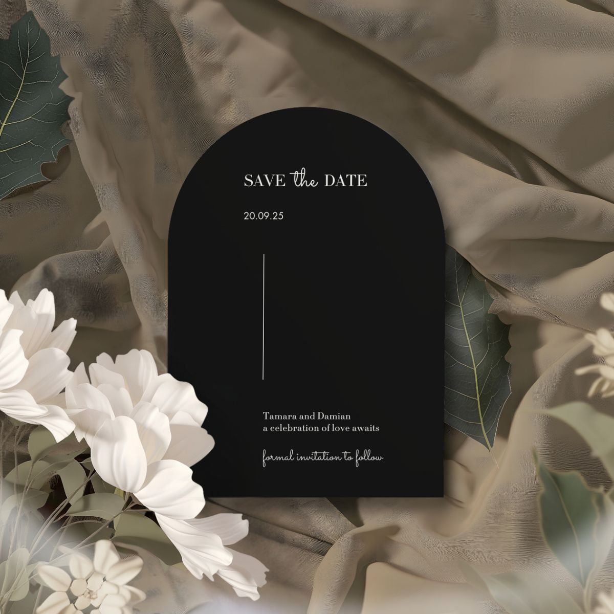 save the date luminous noir black design