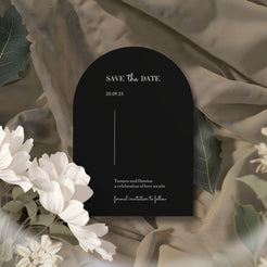 save the date luminous noir black design