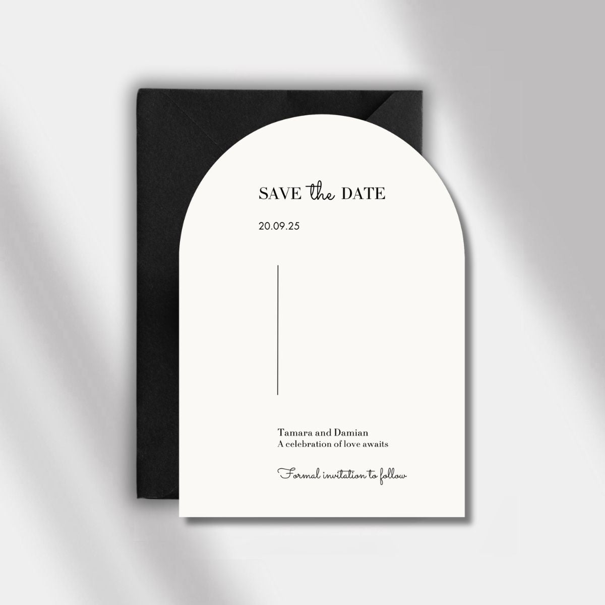 save the date luminous noir off white