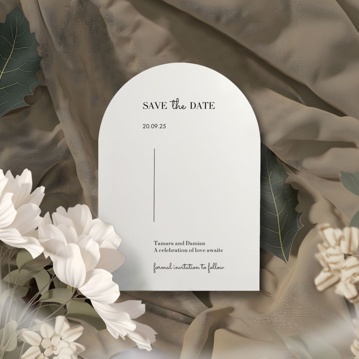 save the date luminous noir off white design
