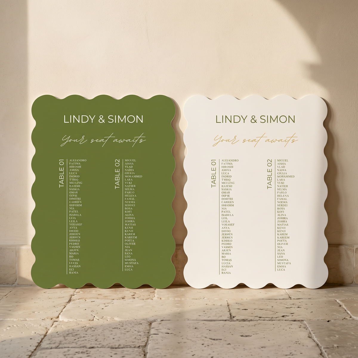 Scalloped Elegance Olive Green - Seating Chart