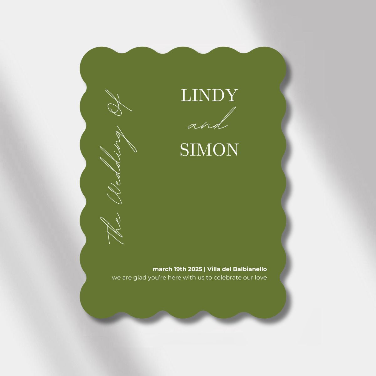 welcome sign olive green scalloped elegance
