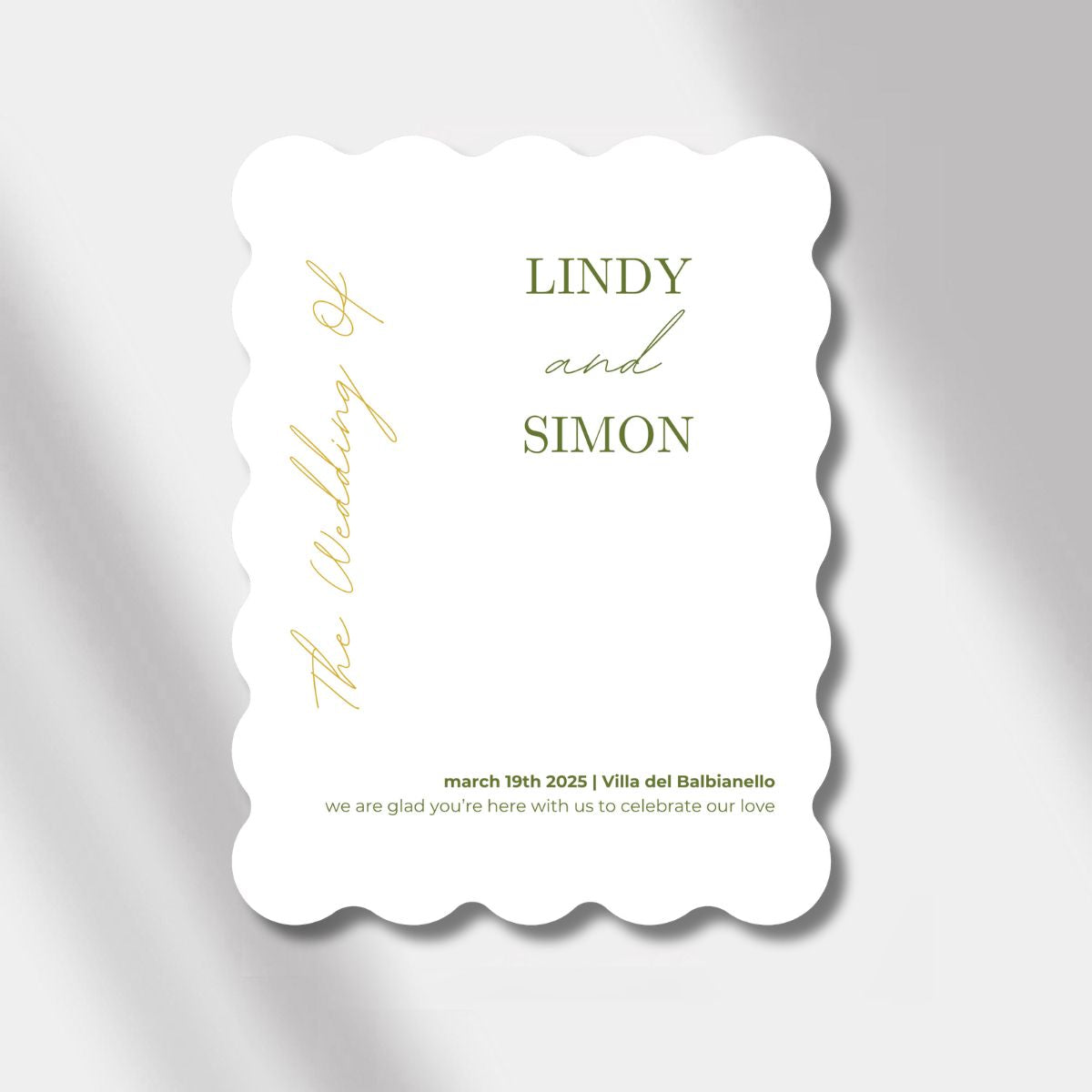 welcome sign gold/olive green scalloped elegance