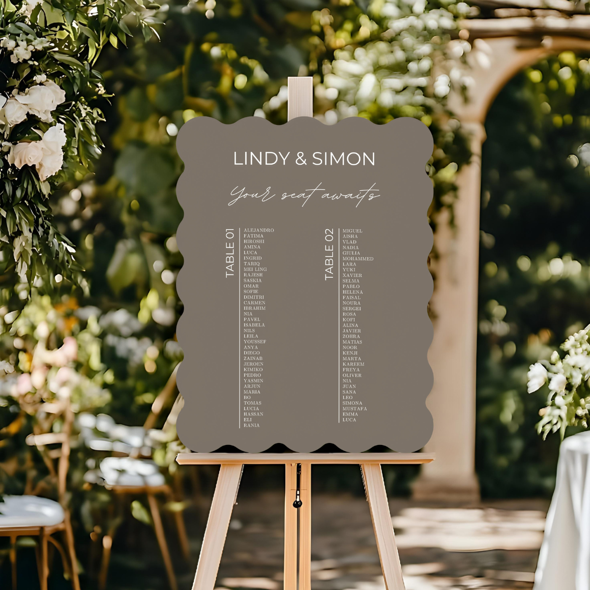 seating chart anthracite scalloped elegance design