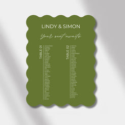seating chart scalloped elegance olive green
