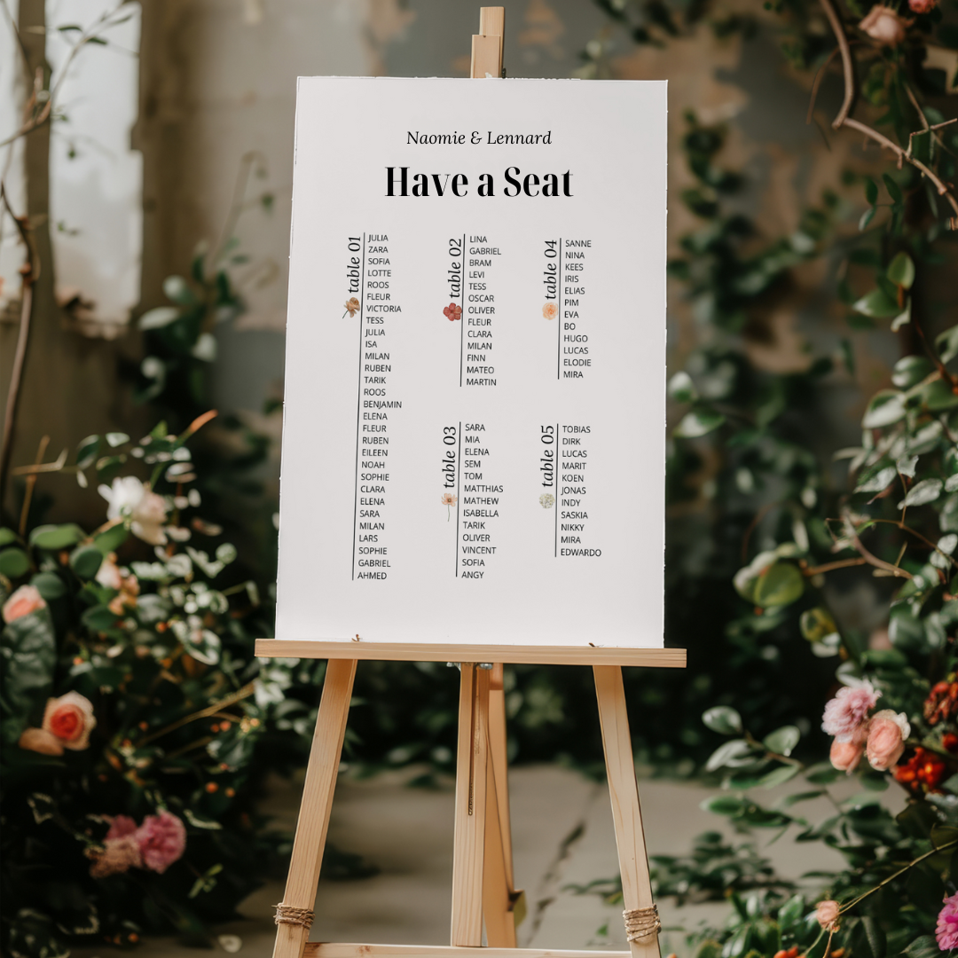seating chart rose elegance design