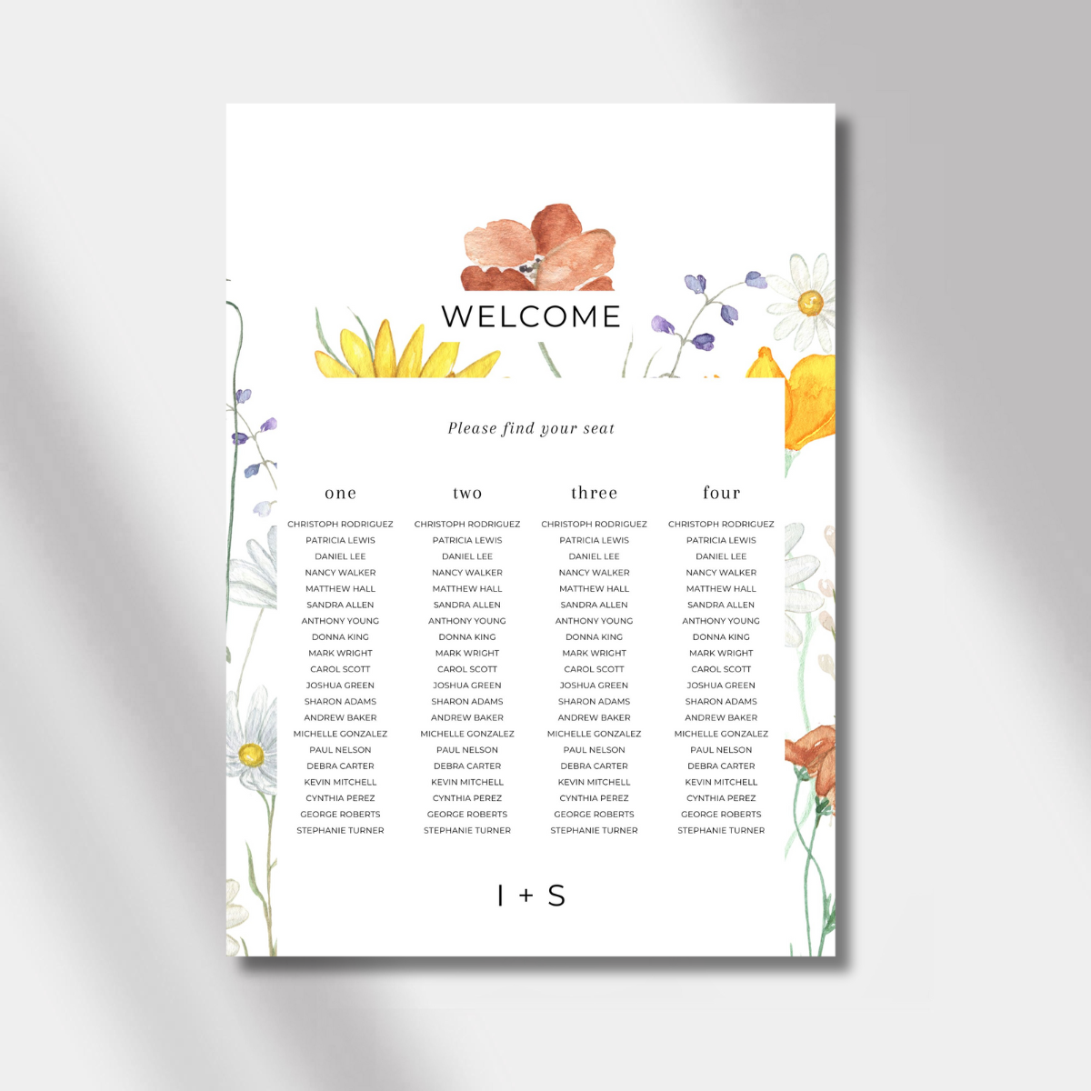 seating chart sunflower harmony