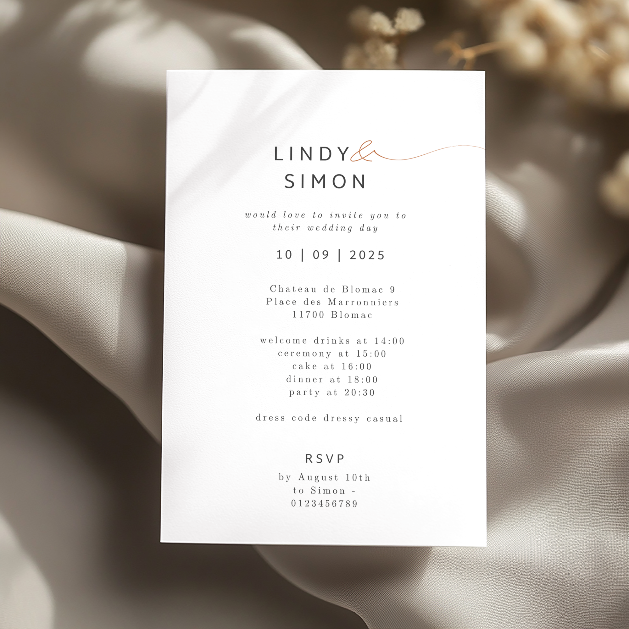 wedding invitation timeless minimal design