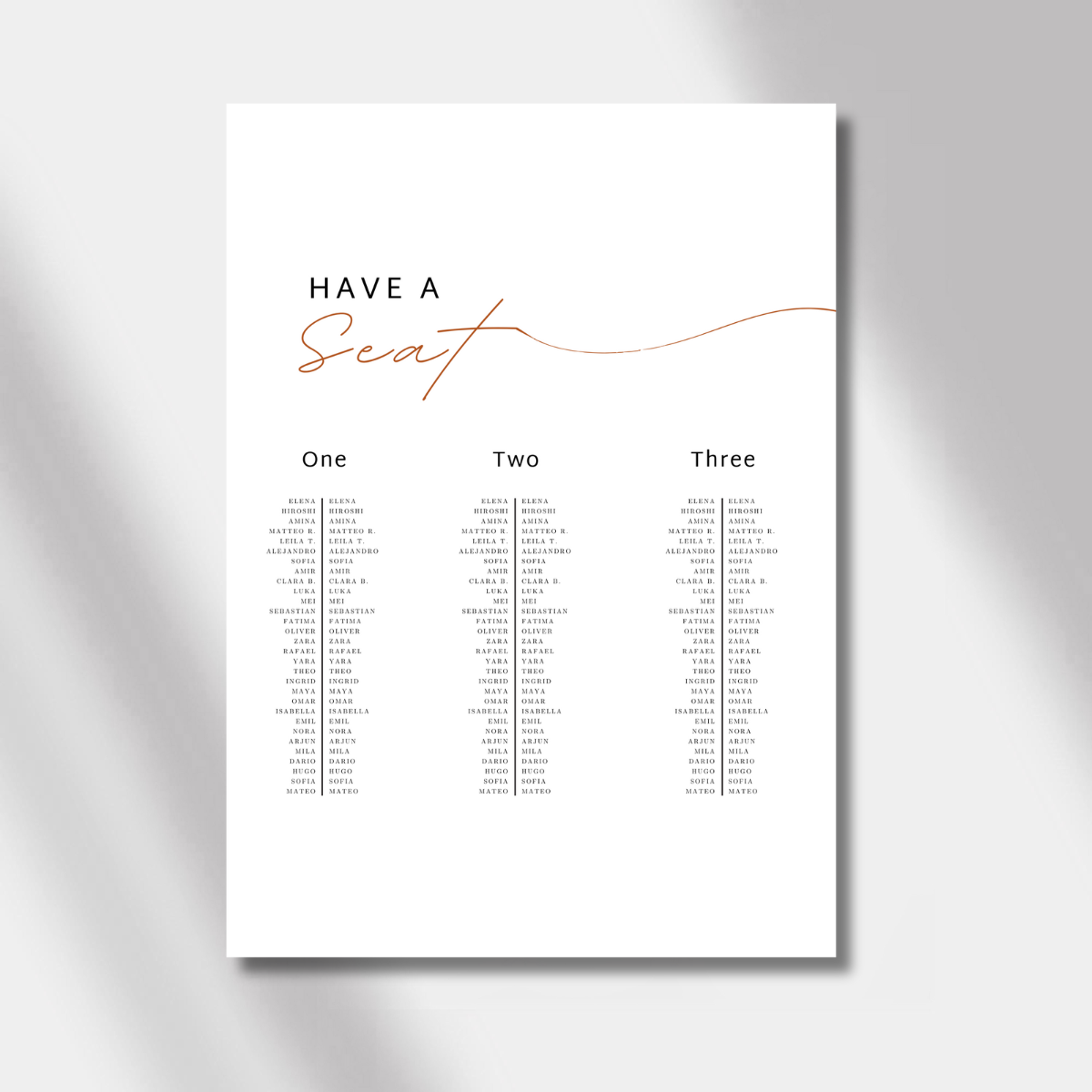 seating chart timeless minimal