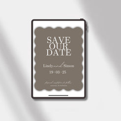 wedding esave the date anthracite scalloped elegance