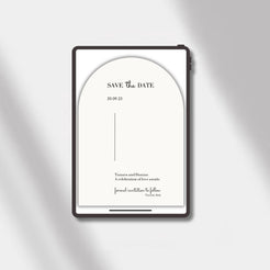 wedding esave the date off white luminous noir