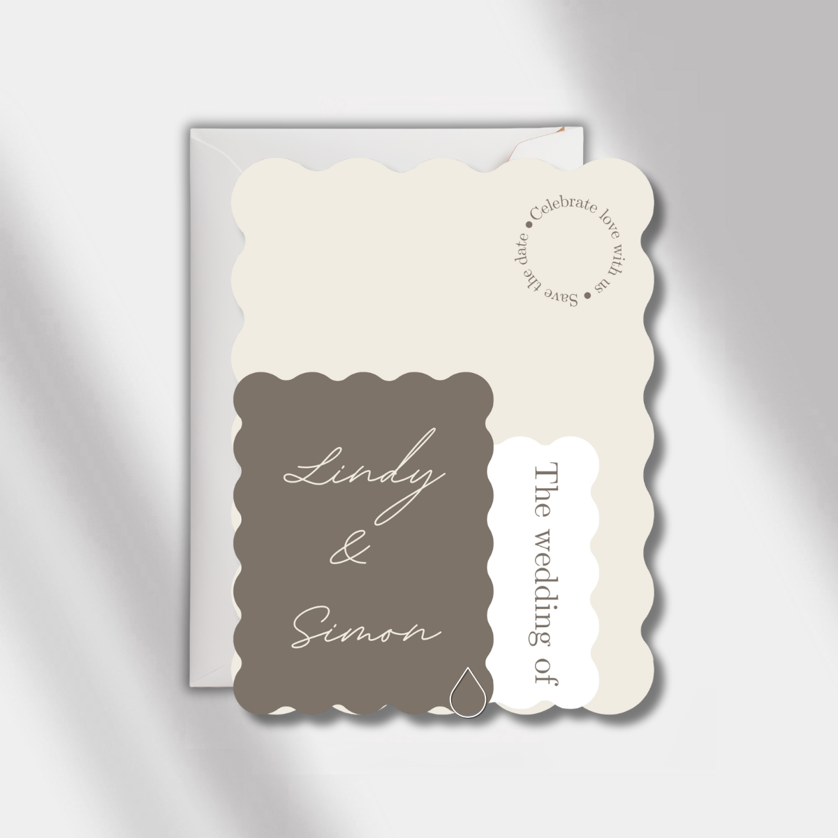 wedding invitation anthracite scalloped elegance