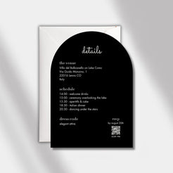 wedding invitation black luminous noir back