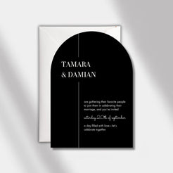 wedding invitation black luminous noir front