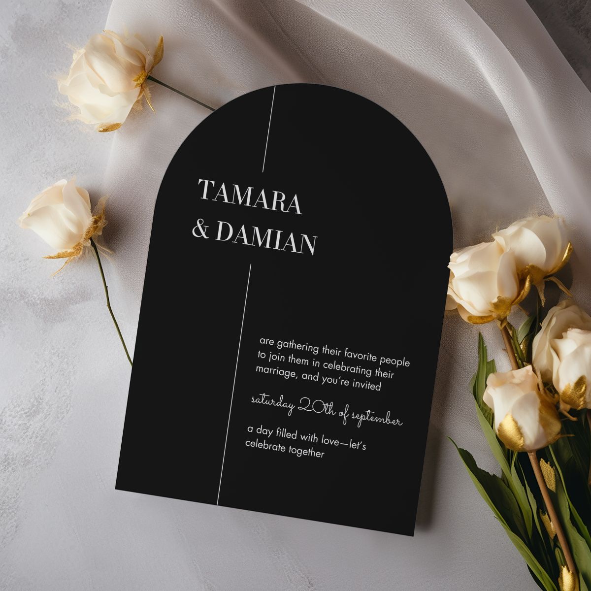 wedding invitation luminous noir black design
