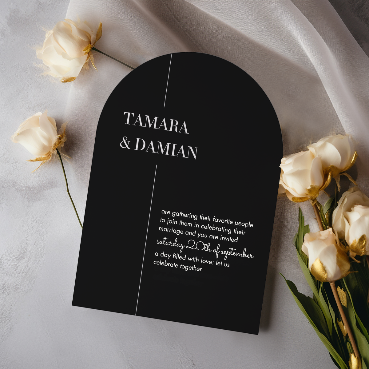 wedding invitation luminous noir black design