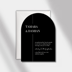 wedding invitation luminous noir black front