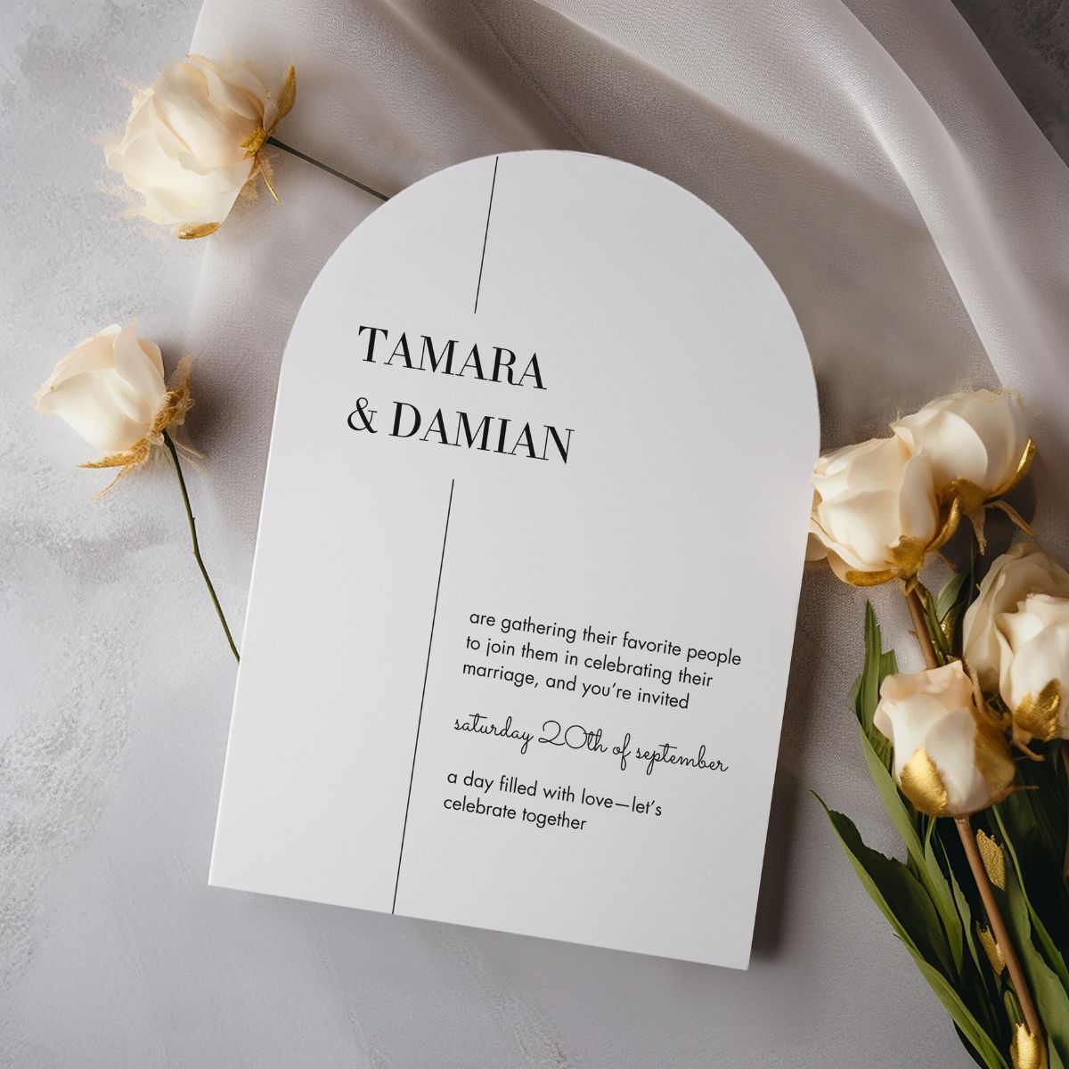 wedding invitation luminous noir off white design