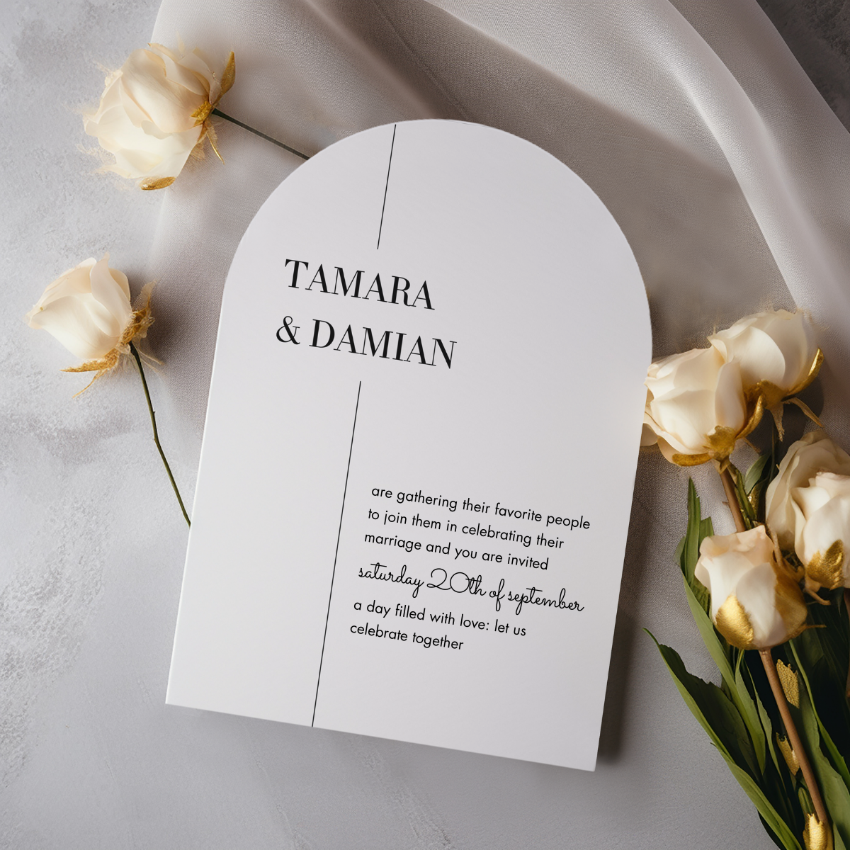 wedding invitation luminous noir off white design