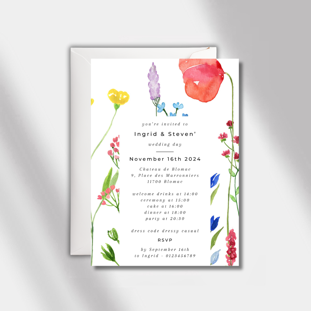 wedding invitation poppy bliss