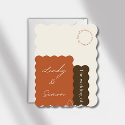 wedding invitation terracotta scalloped elegance