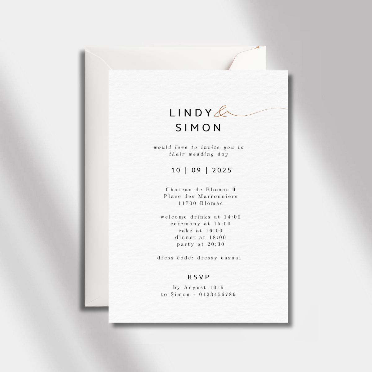 wedding invitation timeless minimal